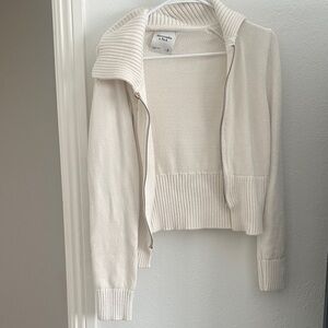 Abercrombie & Fitch Cream Zip-Up Cardigan